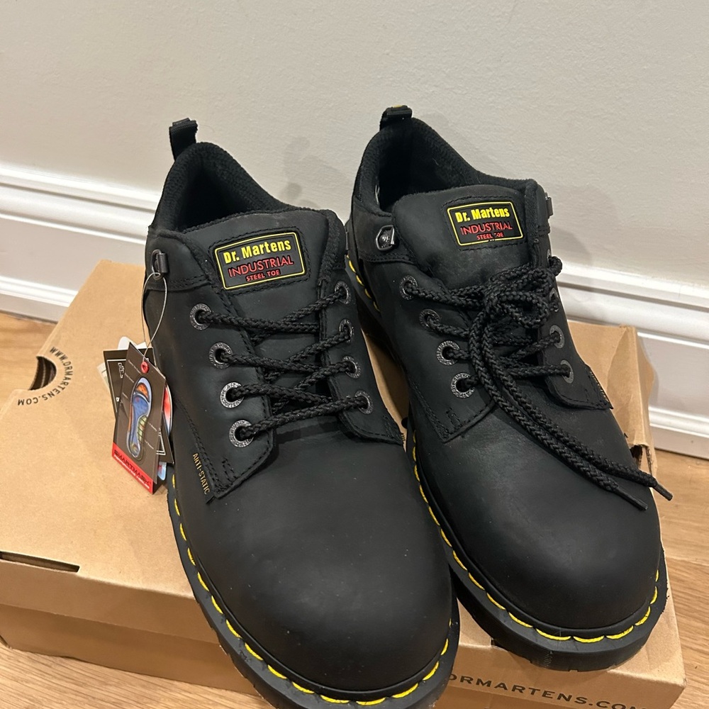 Dr. Martens black steel toe industrial boot shoe